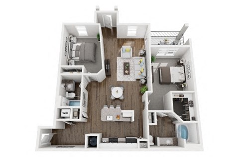 2 Bed 2 Bath 1294 sf Layfayette Renovated Floor Plan at Two Addison Place, Pooler, 31322, Georgia